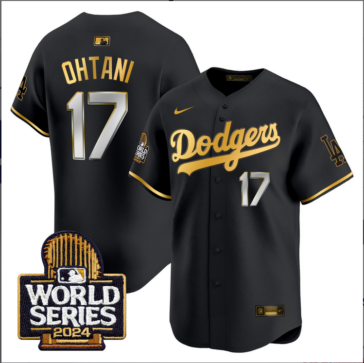 Men MLB Los Angeles Dodgers #17 Ohtani black 2024 World Series Champions Patch Limited Jersey20241105